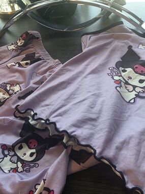 Sanrio Kuromi Lavender and Black Ruffle Pajama Set